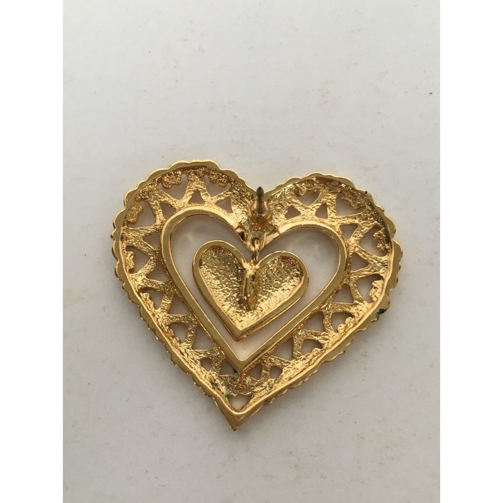 Avon Heart Lapel Pin Valentines Day Dangling Red Enamel Vintage Jewelry 1990s - Picture 6 of 7